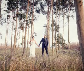 Cumplicidade serena entre noivos no eucaliptal — Humberto Barbosa capta fotografia de casamento em Santa Maria da Feira